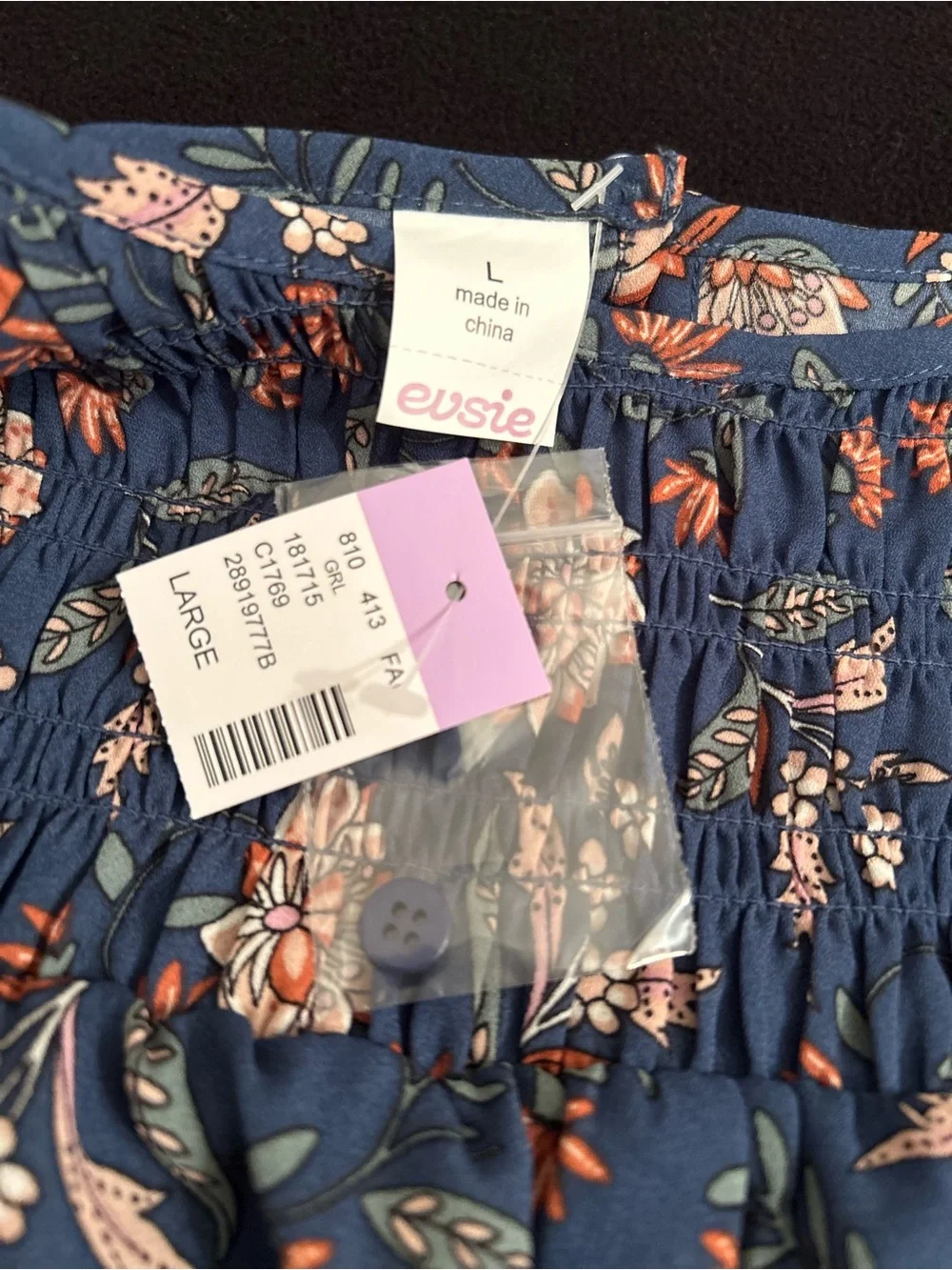 Old Navy Navy Blue Floral Smocked girls top
